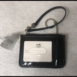 Coach Leather Mini Wallet Wristlet - Black